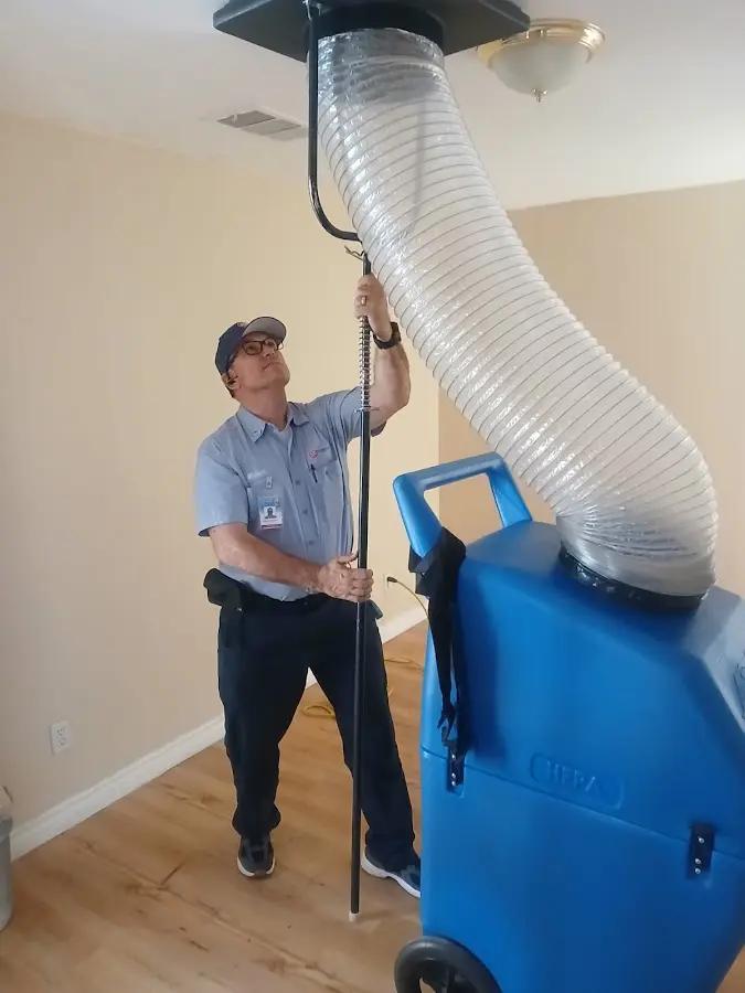 Mini Split Installation technician using HEPA equipment in North Little Rock